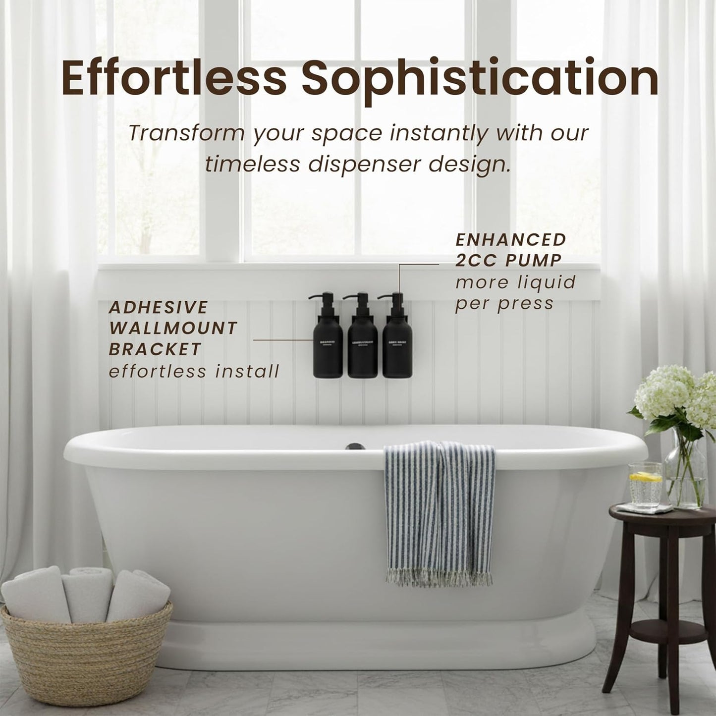 MaisoNovo Shampoo and Conditioner Dispenser - Shower Soap Dispenser Wall Mounted - 16.9 fl oz Set of 3 Black Plastic Bottles Black Pump - Shampoo Dispenser, Shower Dispenser