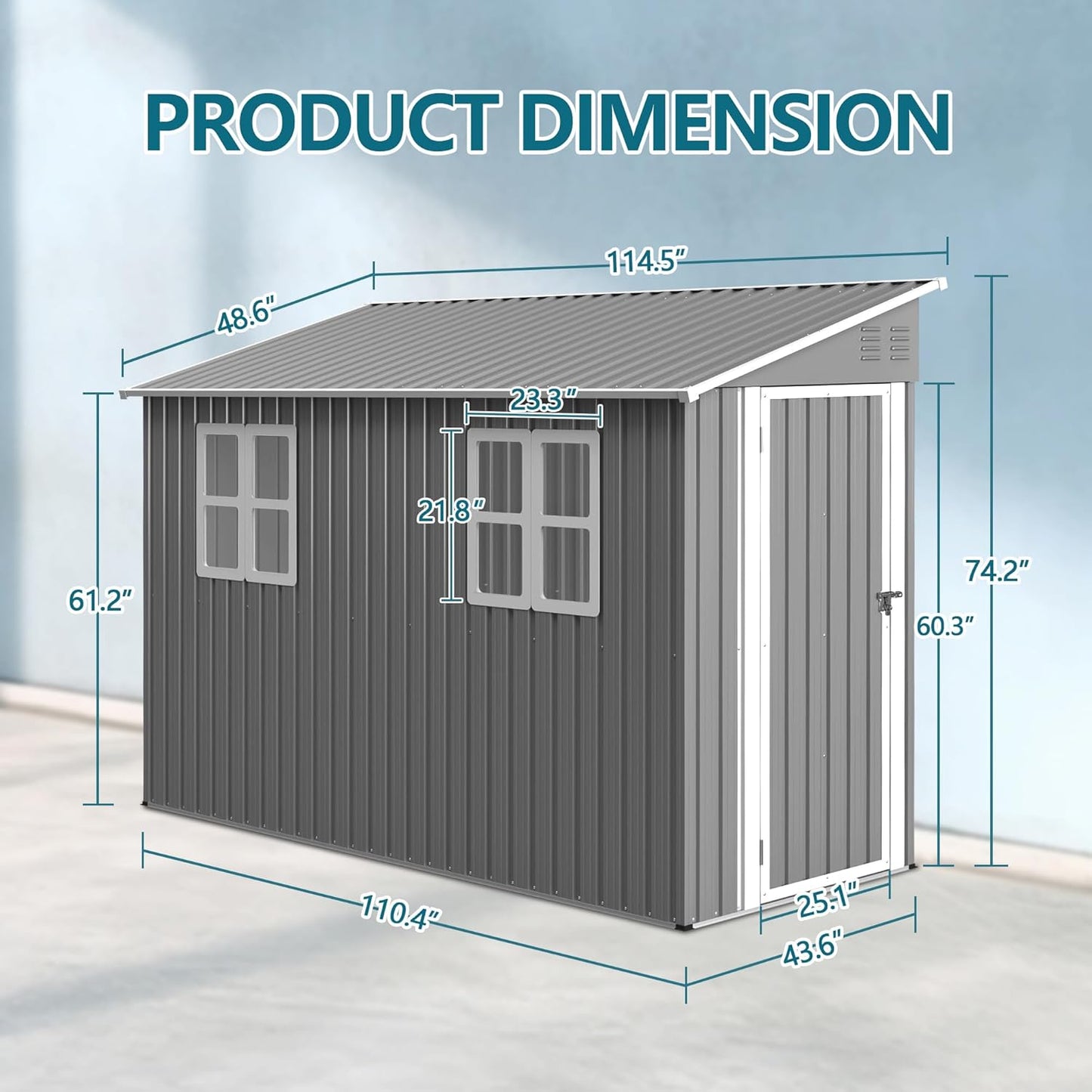 4' x 10' Outdoor Storage Shed with Double Windows,Metal Garden Shed Lockable Doors,Waterproof Shed Outside Storage Clearance for Backyard Patio