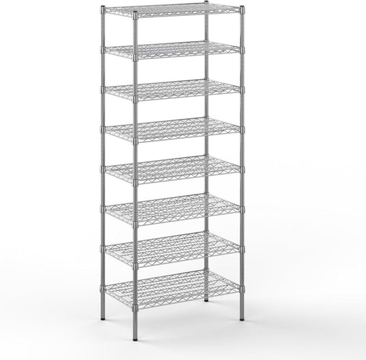 18" Deep x 30" Wide x 74" Height Wire Shelving Kit | 8-Tier | NSF Commercial Storage Rack Unit