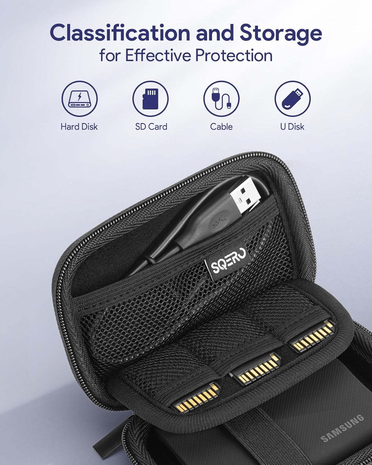 SSD Hard Case Compatible with Samsung T9/T7 Shield/T7 Portable SSD Drive USB 4TB,2TB,1TB, Portable Travel Carrying Storage Protective Cover Bag (Blue)