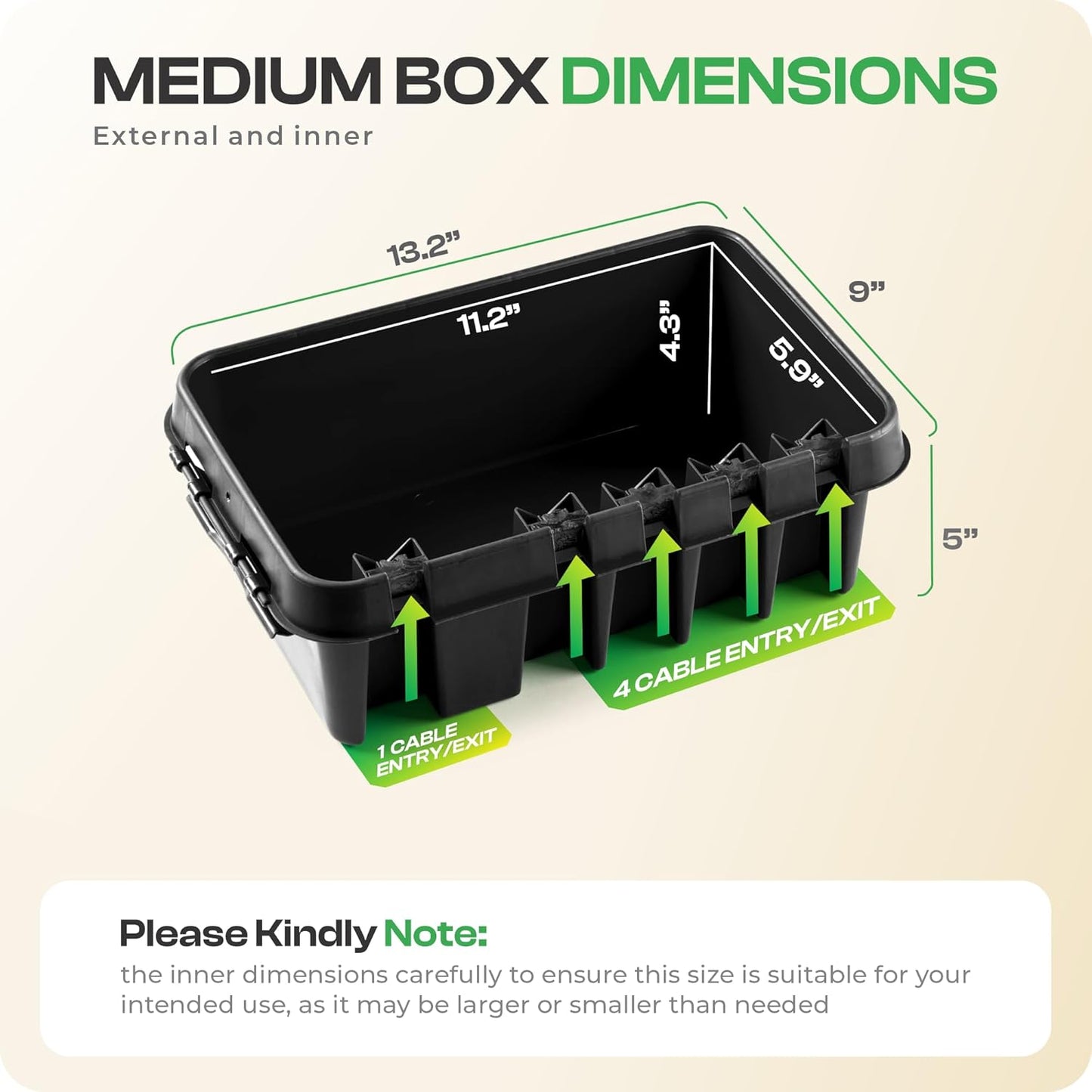 SockitBox – The Original Weatherproof Connection Box – Indoor & Outdoor Electrical Power Cord Enclosure for Timers, Extension Cables, Transformers, Power Strips, Lights, Tools & More – Medium – Black