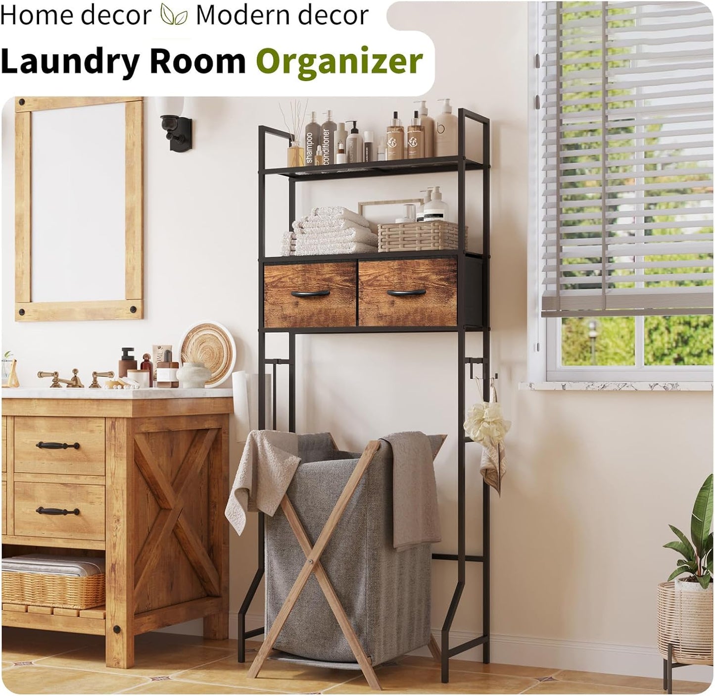 Over The Toilet Organizer,Bathroom Shelves Behind Toilet Organizer, Space-Saving Over Toilet Shelf for Bathroom Organizers and Storage