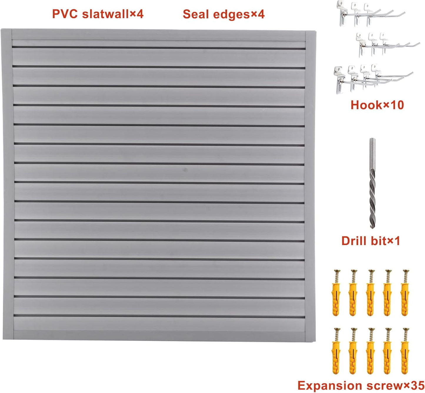 Slat Wall Paneling 4x4 FT, PVC SlatWall Panels Garage Organizer Storage System with Hooks & Accessories, Heavy Duty Wall Mounted Rack