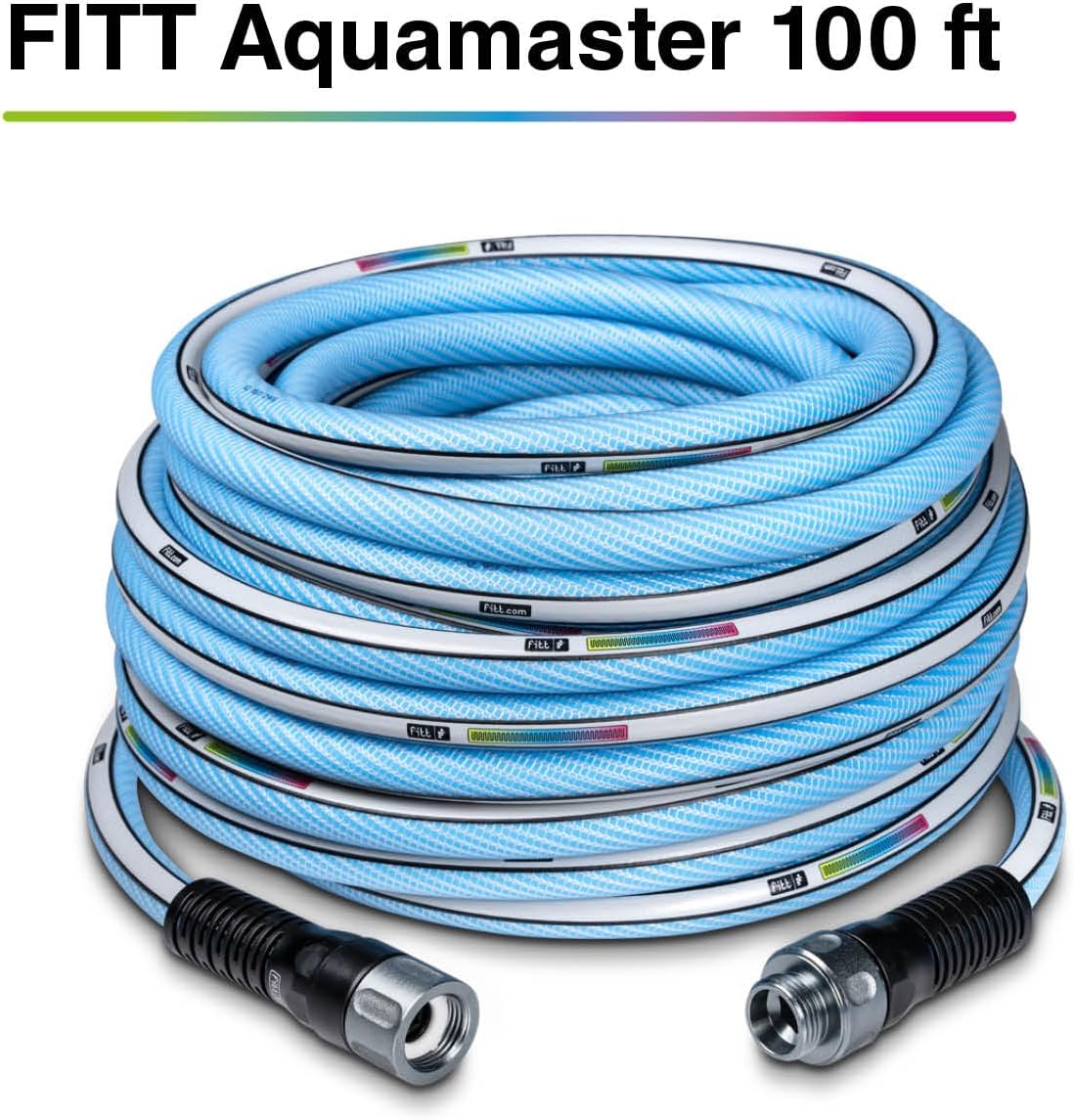 FITT Quantum durable, movable metal hose reel for floor or wall mounting, with durable, kink-proof and ultra-flexible NTS Water Hose 100-Feet x 5/8-Inch
