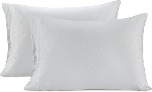LANE LINEN Pillows Queen Size Set of 2, Soft 100% Egyptian Cotton, Cool & Smooth 1000 Thread Count Pillow Cases - Swiss Dot - White