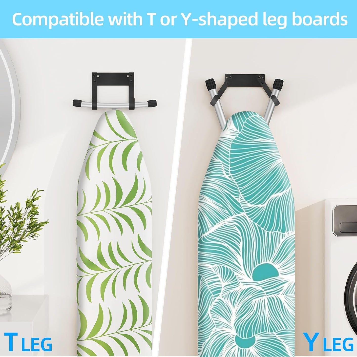 JUYSON Ironing Board Holder Wall Mount for T&Y Leg Ironing Board Hanger, Small Wall Mounted Ironing Board, Iron Holder Wall Mounted for Laundry Room