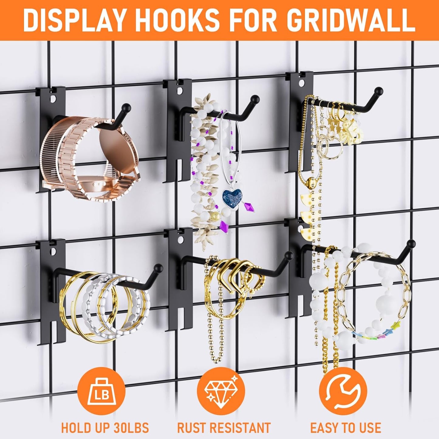 INCLY 2/4/6 Inch Gridwall Hooks, 60 Pack Heavy Duty Black Display Hooks for Grid Wall Panels, Grid Wall Accessory for Storage Display Clothes in Retail Shop Garage