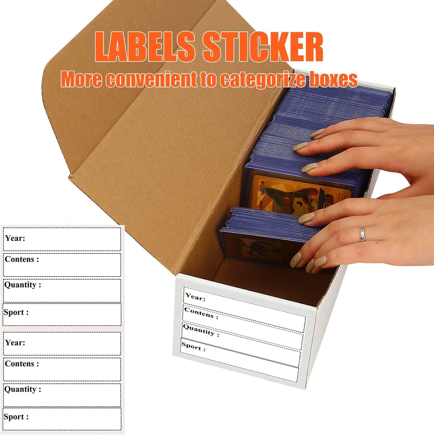 Trading Card Storage Box,8-Pack-6400 Count Corrugated Cardboard Card Box With Mtg/Magic/TCG Storage and Collection,Labels For Card Storage Box