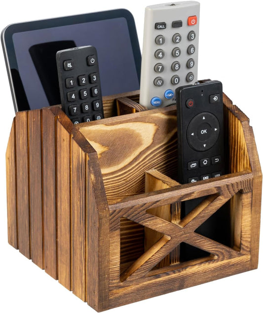 Remote Control Holder,TV Remote Holder,Remote Caddy,Solid Wood Remote Control Holder with Farmhouse Design