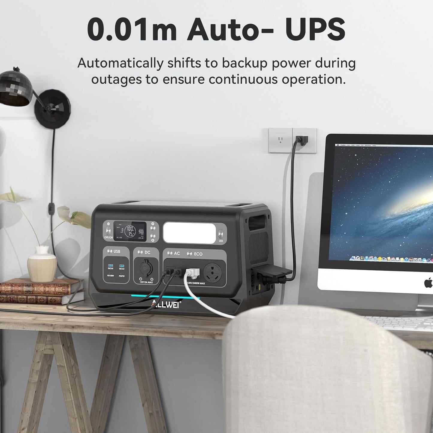 ALLWEI 2400W Portable Power Station with 2 x B200 PRO Expansion Battery, 6144Wh LiFePO4 Battery 4 AC Outlets Up to 2400W for Home, Outdoor Camping, RV, with 1500W AC Charging &1200W Solar Charging