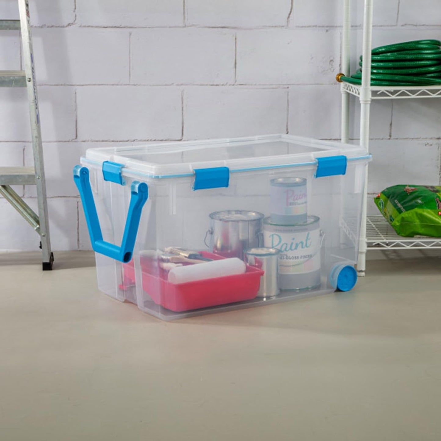 Sterilite 12-Pack Gasket Box, Weather-Resistant Storage Bins with Latching Lids, 120 Quart - Heavy-Duty Organizing Containers for Closet, Bathroom, and Office