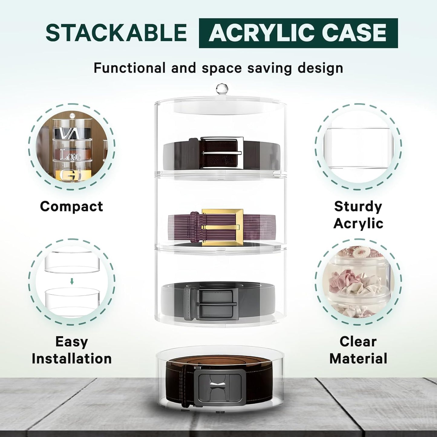 Acrylic 5-Layer Organizer & Display Case for Belts, Jewelry, Kitchen, and Closet Accessories - Transparent Storage for Watches, Rings, and Cosmetics