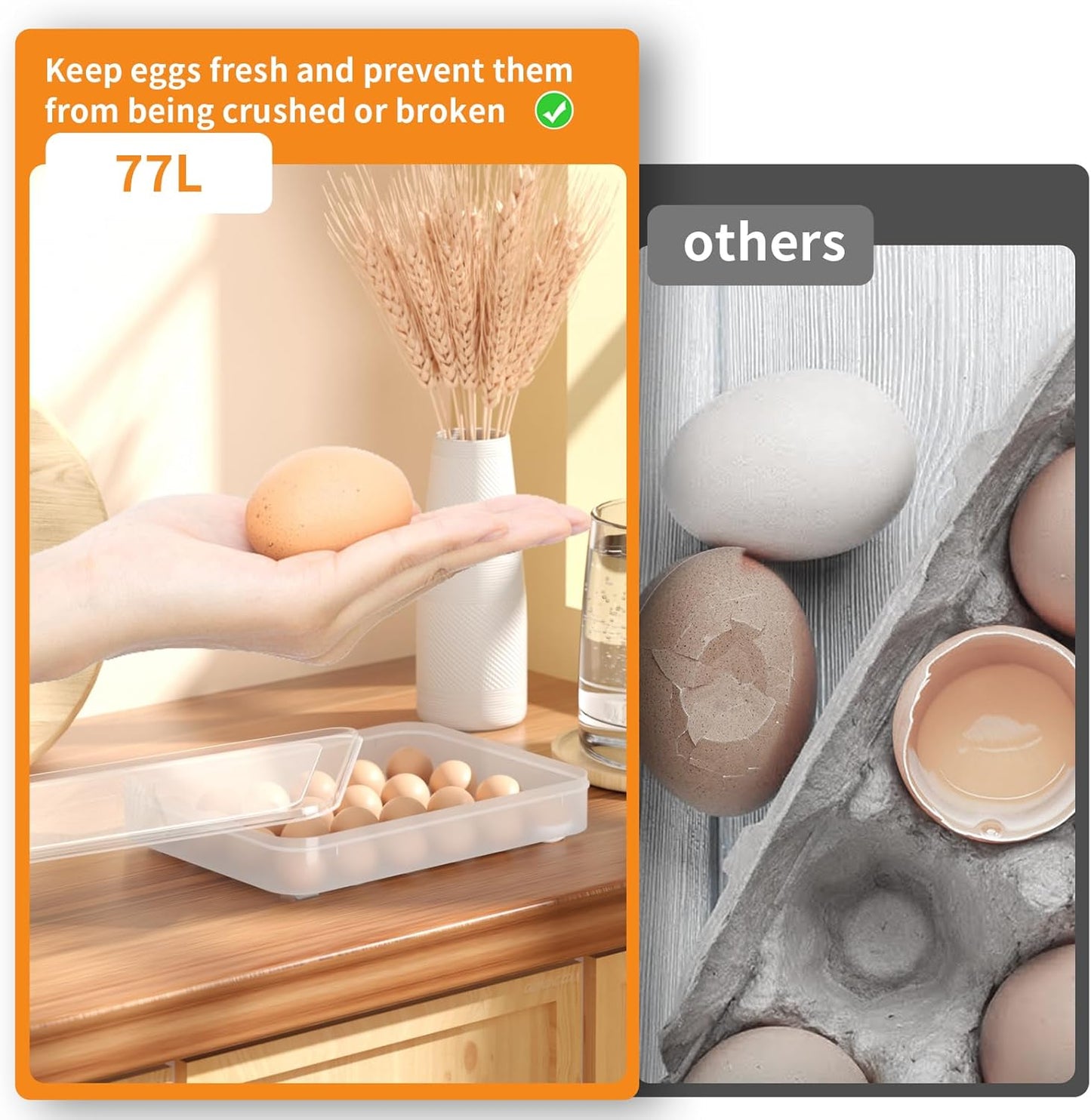 77L Deviled Egg Containers with Lid, (Set of 3), Plastic Egg Holder for Refrigerator for 72 Eggs, Clear Storage Deviled Egg Carrier Tray, Fridge Stackable Countertop Portable Egg Platter
