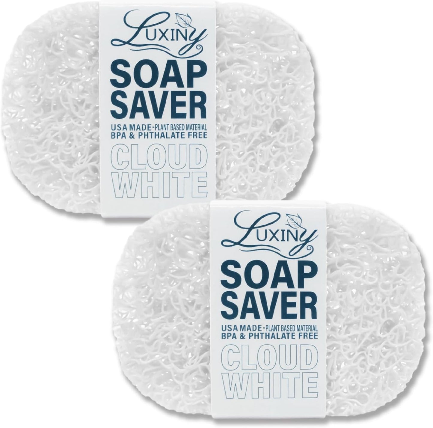 Soap Savers for Bar Soap, American Made by Luxiny, Lifts Soap in Soap Dishes & Shower Soap Holders - Handmade Soap Lasts Longer - Made from Plant Based Materials (White - 2 Pack)