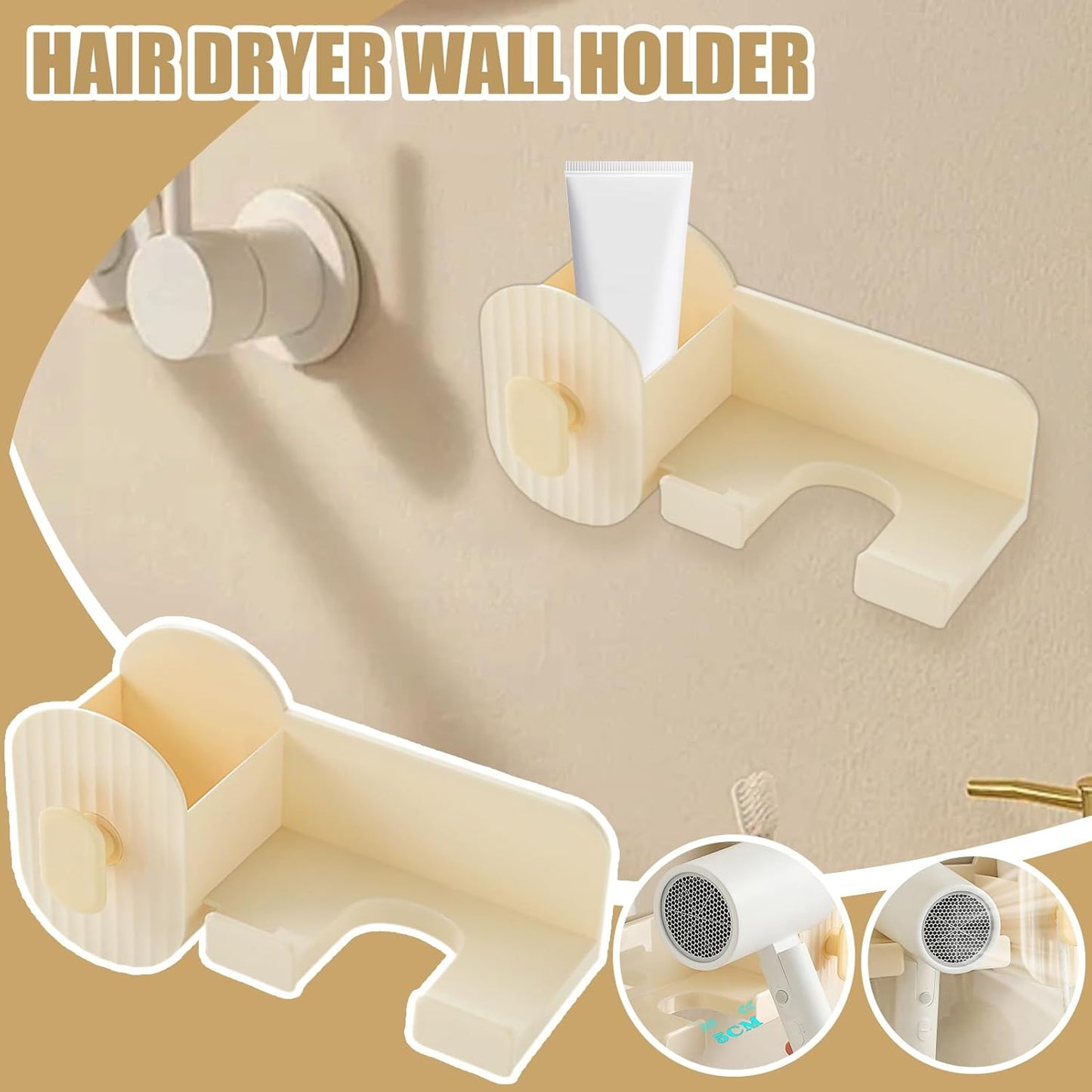 Wall Mount Hair Dryer Holder | No-Drill Storage Stand,Hair Tool Organizer - for Brush Bottle Curling Iron Comb Barrettes Cosmetics Straightener Home Bedroom Laundry Room