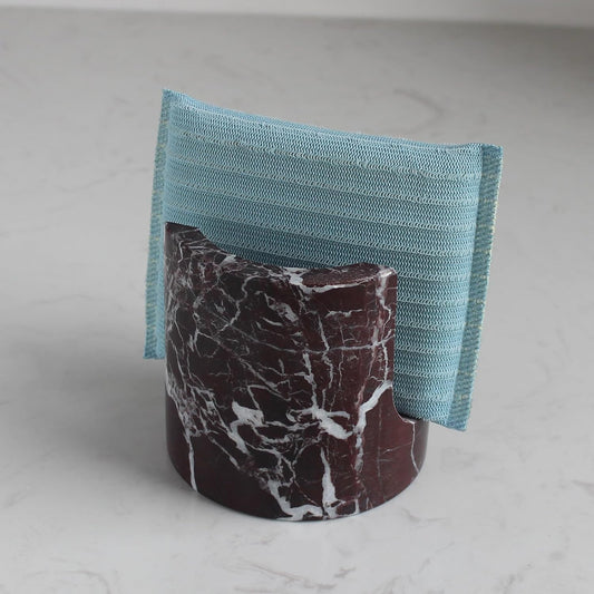 Natural Travertine Marble Sponge Holder for Kitchen Sink, Drying Rack, Compact Sink Caddy Organizer - Rosso Levanto Marble