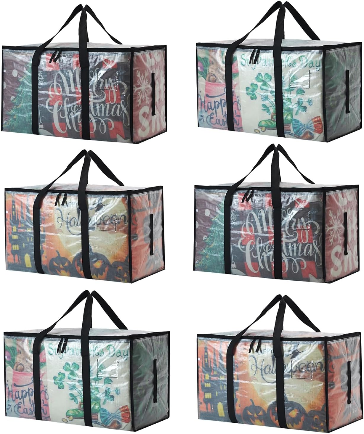 Heavy Duty 93L (24.5 Gallon) Stackable Storage Bins with Fully Openable Lids, Moving Bags Heavy Duty, Clear Plastic Totes for Moving Storage, Home Organization, Christmas Decorations. 6 pack