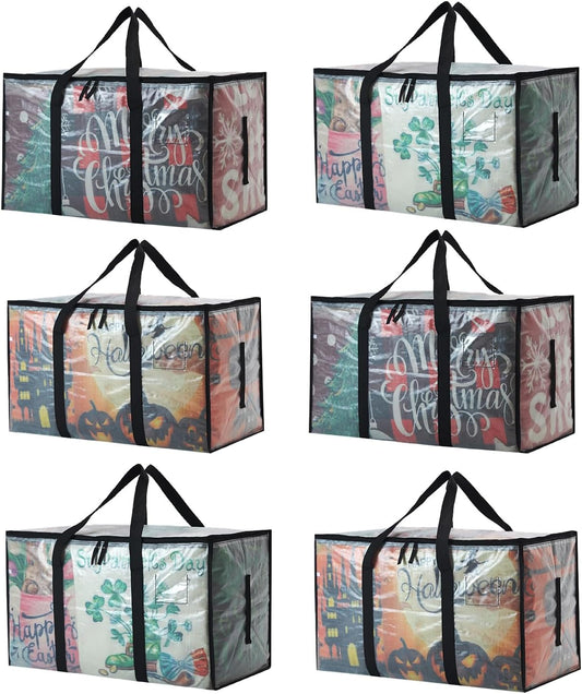 Heavy Duty 93L (24.5 Gallon) Stackable Storage Bins with Fully Openable Lids, Moving Bags Heavy Duty, Clear Plastic Totes for Moving Storage, Home Organization, Christmas Decorations. 6 pack