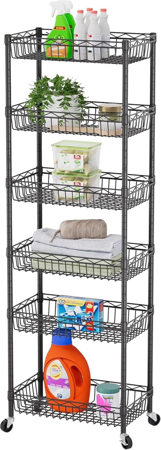SINGAYE Shelf Closet Wire Shelving：Adjustable Metal Unit for Laundry Room Organization Bathroom Kitchen Home Storage with Wheels Pantry Rack Shelves