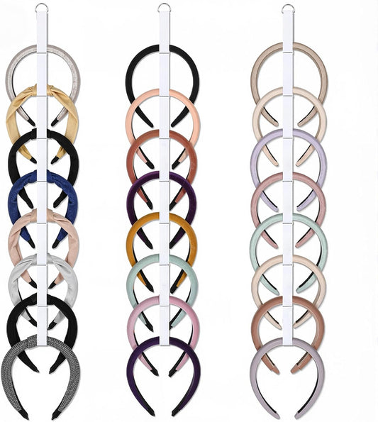 3 Pcs Headband Holder Organizer for Girl Headpiece Hanger Organizer White Hair Hoop Display Hair Accessories Organizers Bedroom College Dorm Decor Vertical Hanging Hairband Storage for Girls Women