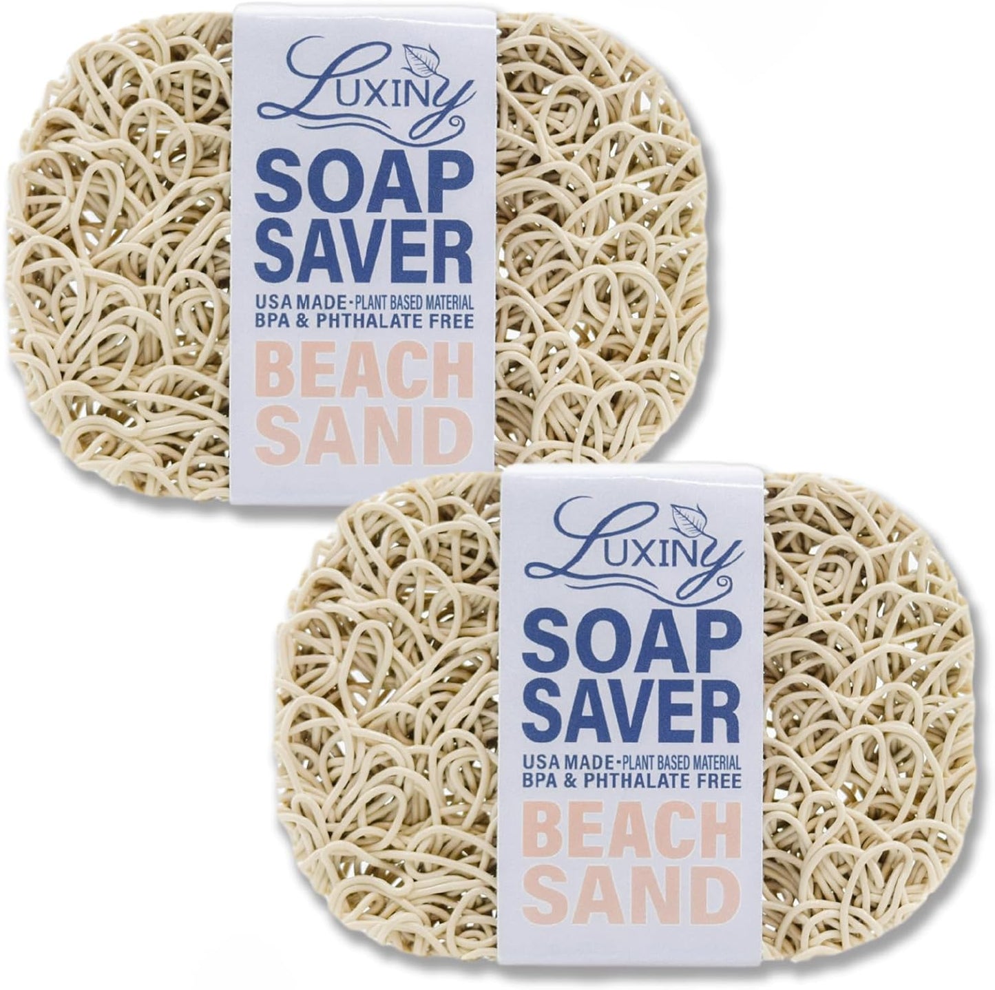 Soap Savers for Bar Soap, American Made by Luxiny, Lifts Soap in Soap Dishes & Shower Soap Holders -Handmade Soap Lasts Longer -Made from Plant Based Materials (Sand - 2 Pack)