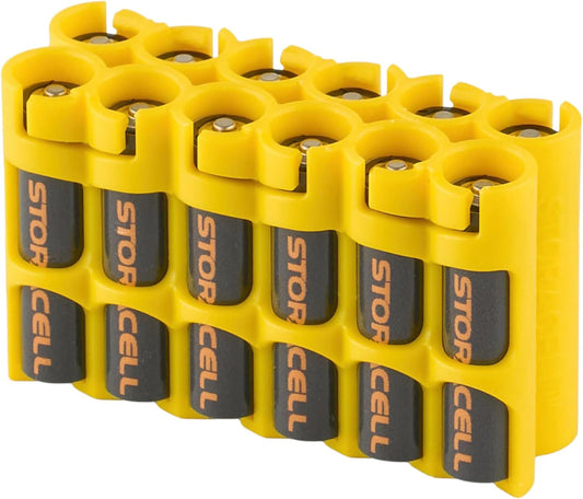 AAA Battery Storage Caddy by Storacell, Yellow, Holds 12 Batteries (Not included)