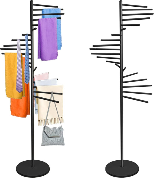 Royxen Scarf Organizer 20 Tiers, Hijab Organizer 60" Height, Purse Holder, Scarf Display for Clothing Store, Home, Black