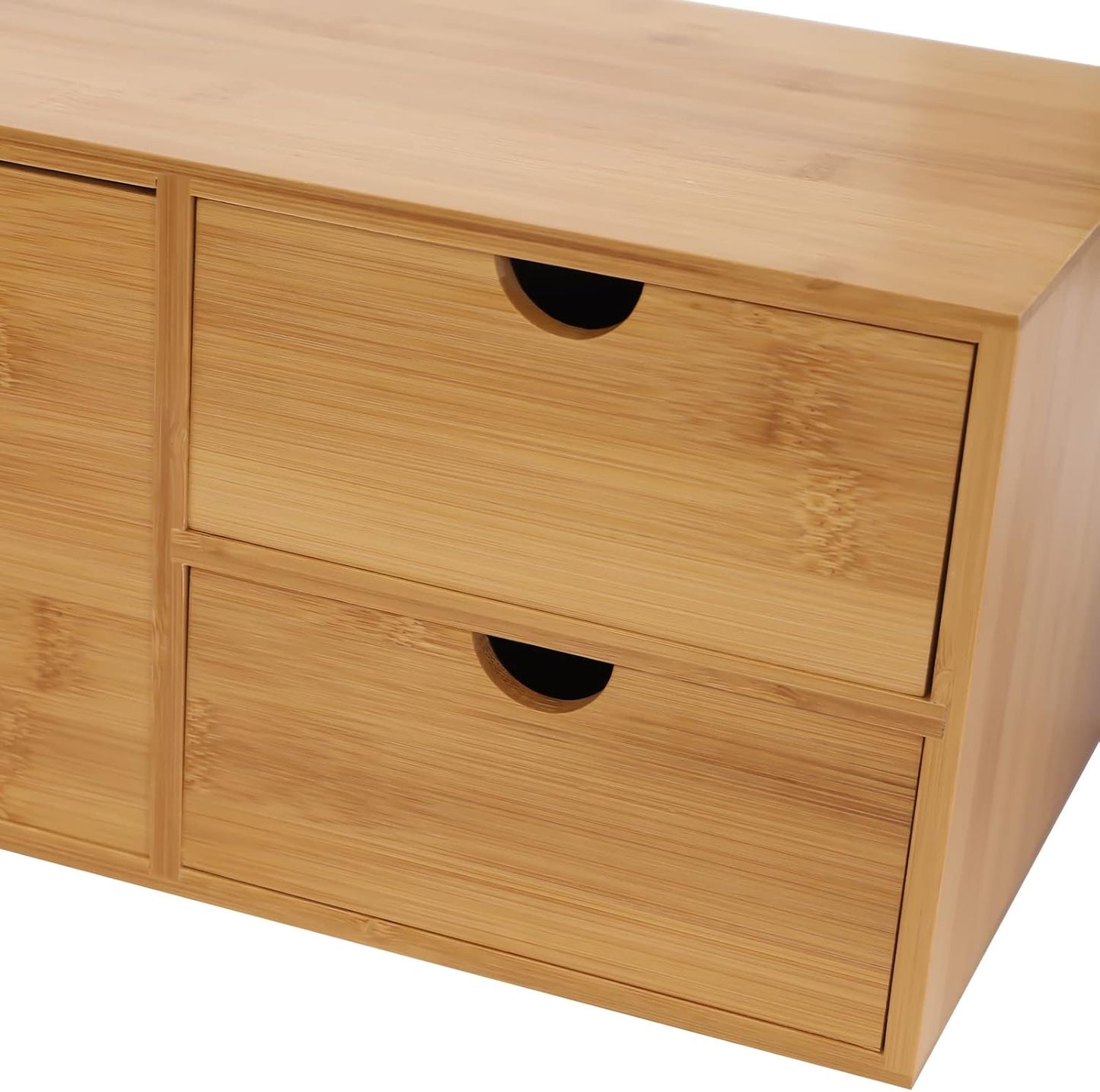 TFCFL Bamboo Desk Organizer with 3 Drawers, Wood Desktop Storage Box for Office Supplies, Natural Bamboo Drawer Organizer with Flat Top for Pen, Mail, Stationery Home Office Organization