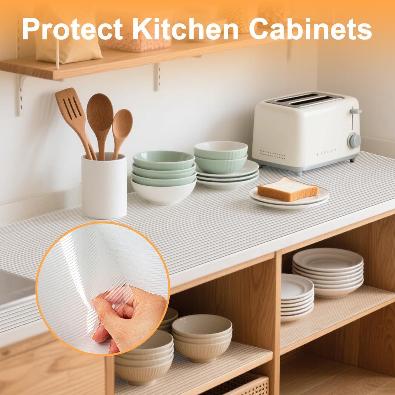 FEXIA Shelf Liners for Kitchen Cabinets Non-Slip Drawer Liner 16 Inches x 20 FT Waterproof & Oil-Proof Non Adhesive Durable Material Fridge Liner for Shelves