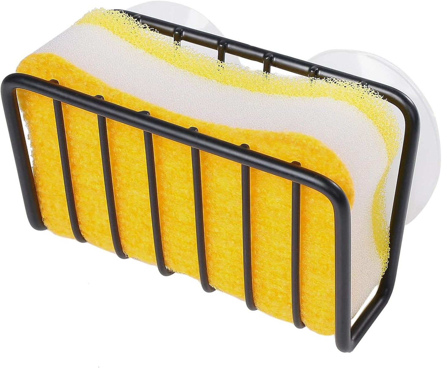 Toplife Sponge Holder for Kitchen Sink, Rust-Proof Suction Cup Sponge Caddy - Black