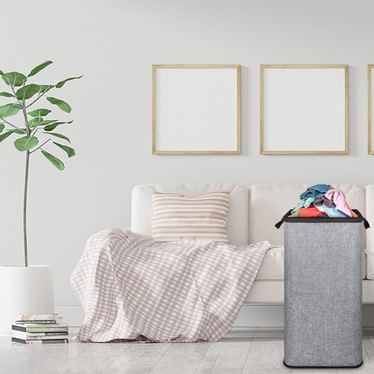SNIGJAT Extra Large Laundry Hamper, 100 L Tall Laundry Basket with Sturdy Handles, Dirty Clothes Basket for Bedroom, Large Hamper, Sturdy Storage Organizer for Clothes Toys Grey