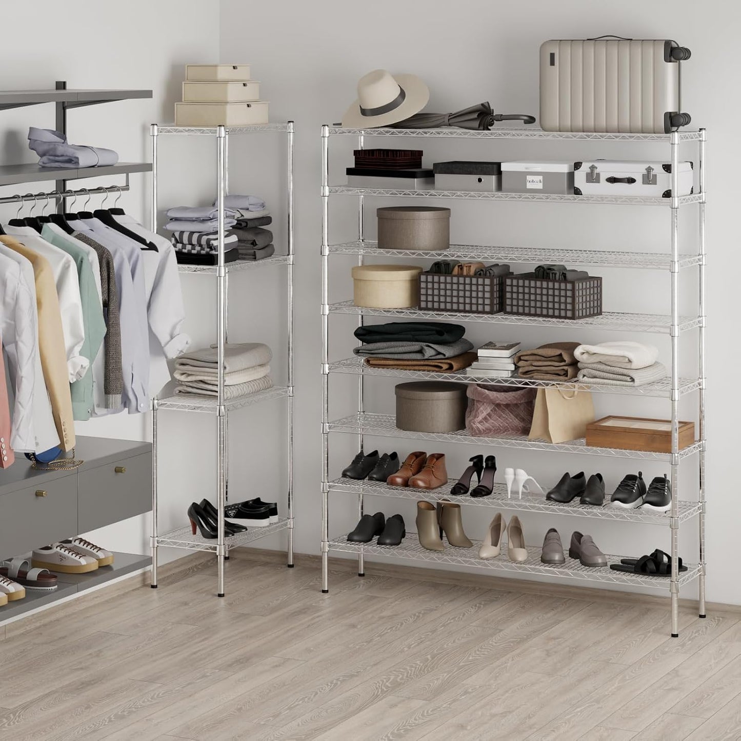 14" Deep x 60" Wide x 74" Height Wire Shelving Kit | 8-Tier | NSF Commercial Storage Rack Unit