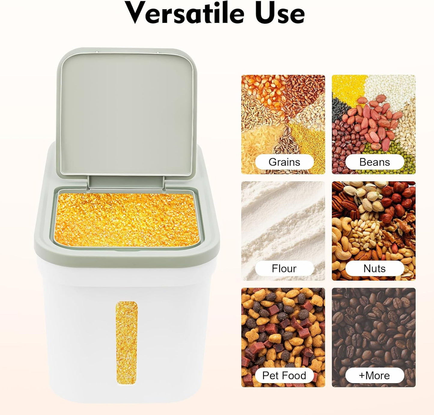 Large Storage Container 22lbs Rice Dispenser Large Rice Cereal Storage Flour Container, Rice Dispenser, Airtight Container For Food