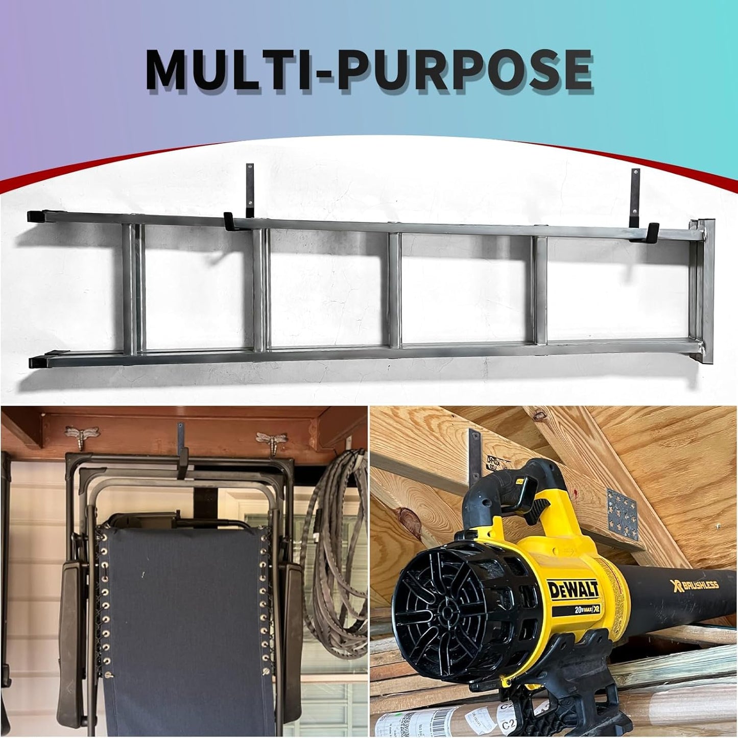 Heavy Duty Steel Hooks - Garage & Garden Tool Organizer, Wall Mount Hooks, Hose Hanger (12, Large)