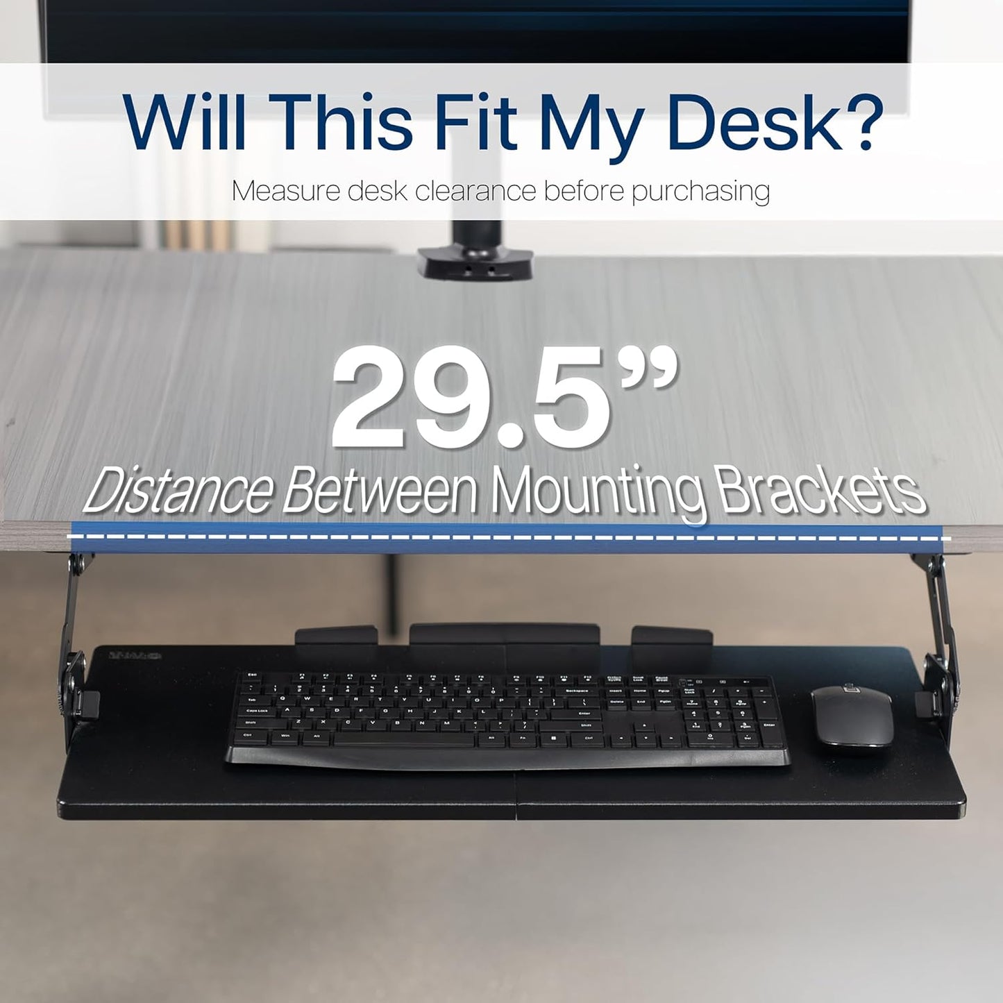 VIVO Large Under Desk 27 x 11 inch Computer Keyboard and Mouse Tray with Swinging Height Adjustment, 12 Settings, Platform Drawer for Typing, Black, MOUNT-KB08S