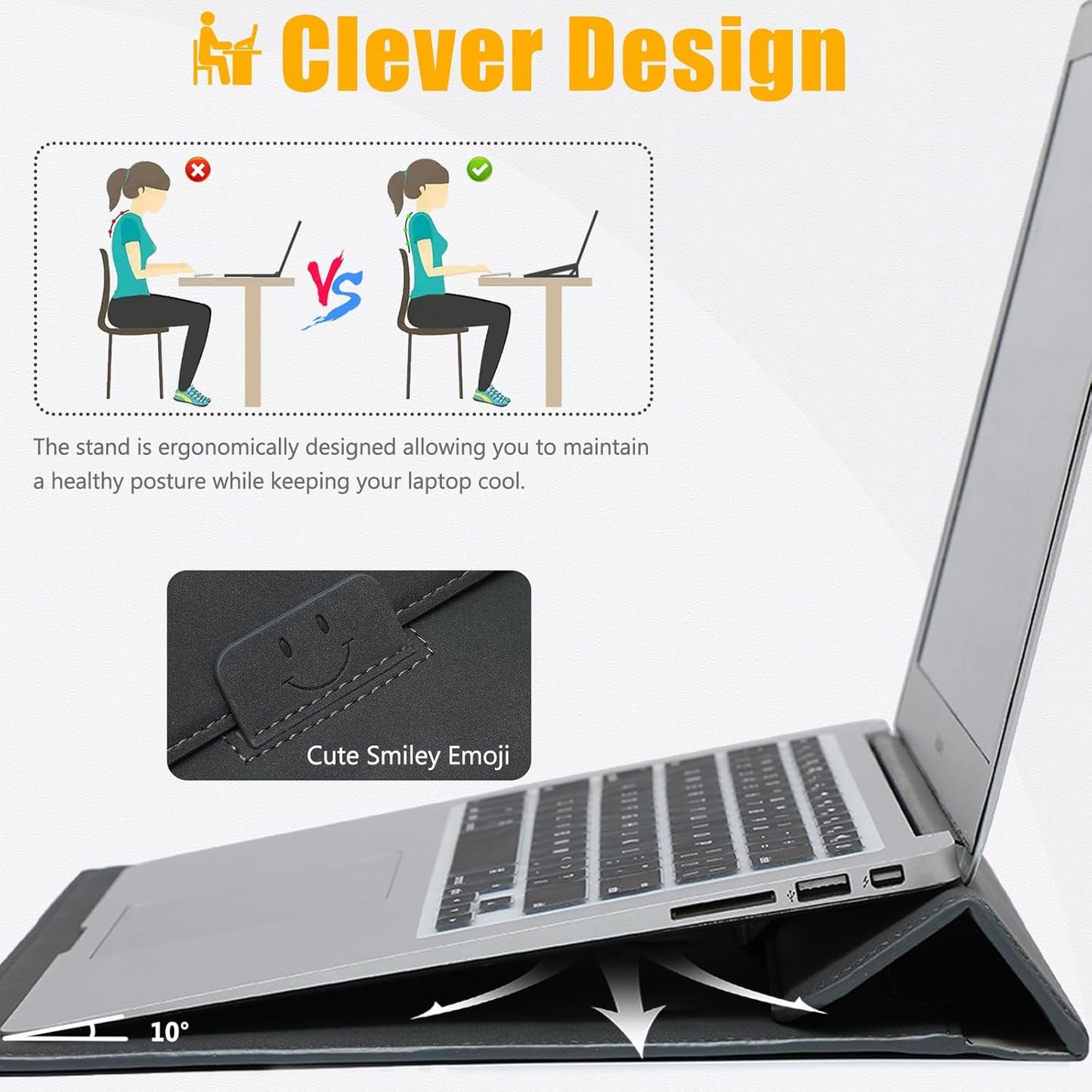HYZUO 15-16 Inch Laptop Sleeve Case with Stand Feature for MacBook Pro 16 M4/M3/M2/M1 Pro/Max 2025-2019, XPS 15, MacBook Pro 15 2015-2012, Samsung Galaxy Book Flex/Pro 15, Space Gray