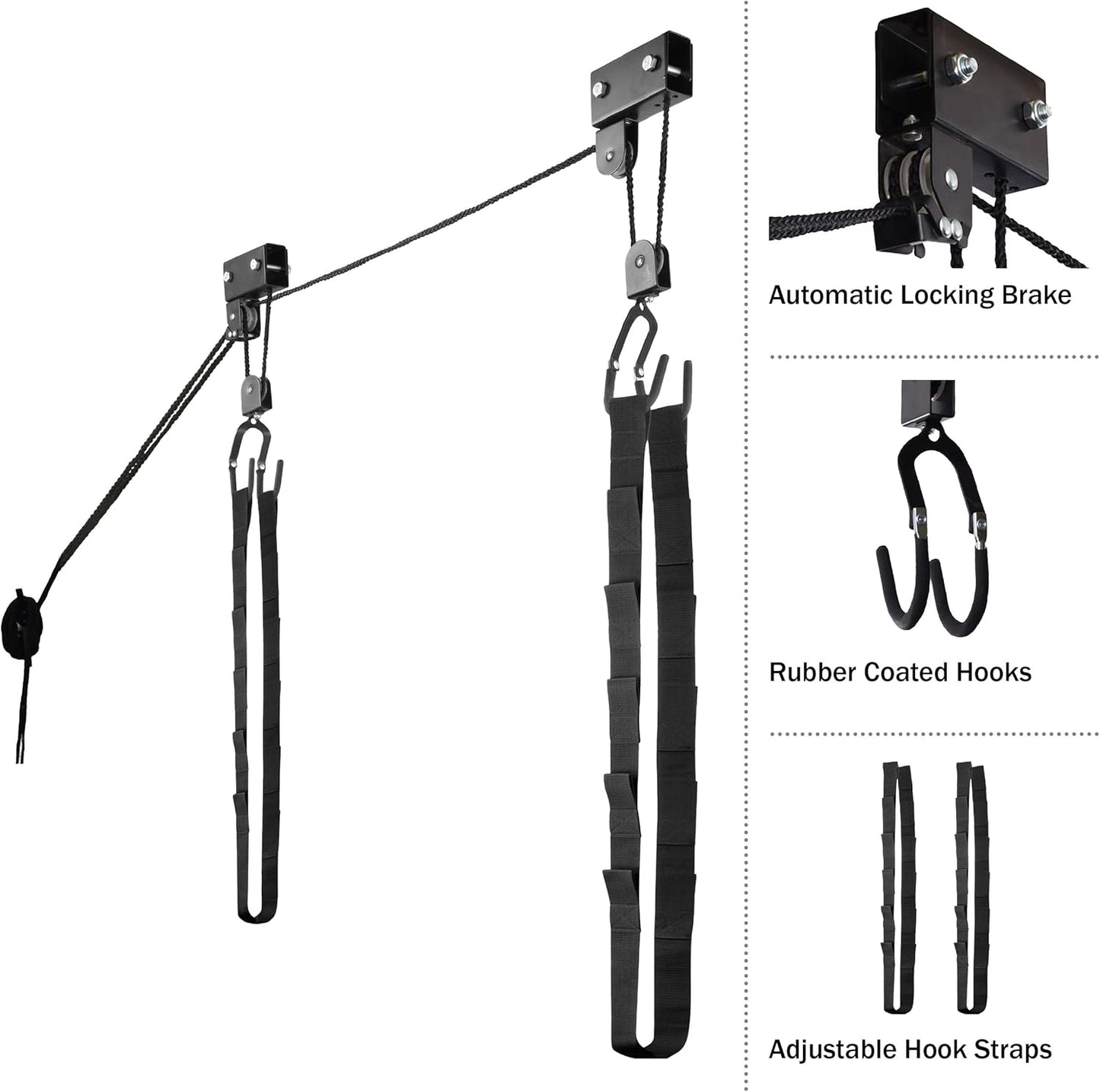 RAD Sportz Kayak Storage Hoists - Overhead Pulley Hoist Systems with 125lb Capacity Each for Canoes, Bikes, Ladders, and More