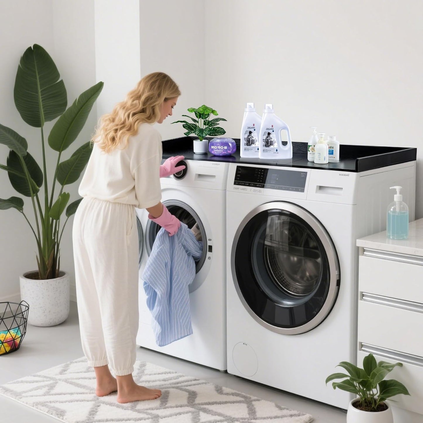 Hanobe Washer Dryer Countertop Topper : Wood Laundry Table Top - Over Washer and Dryer for Laundry Room