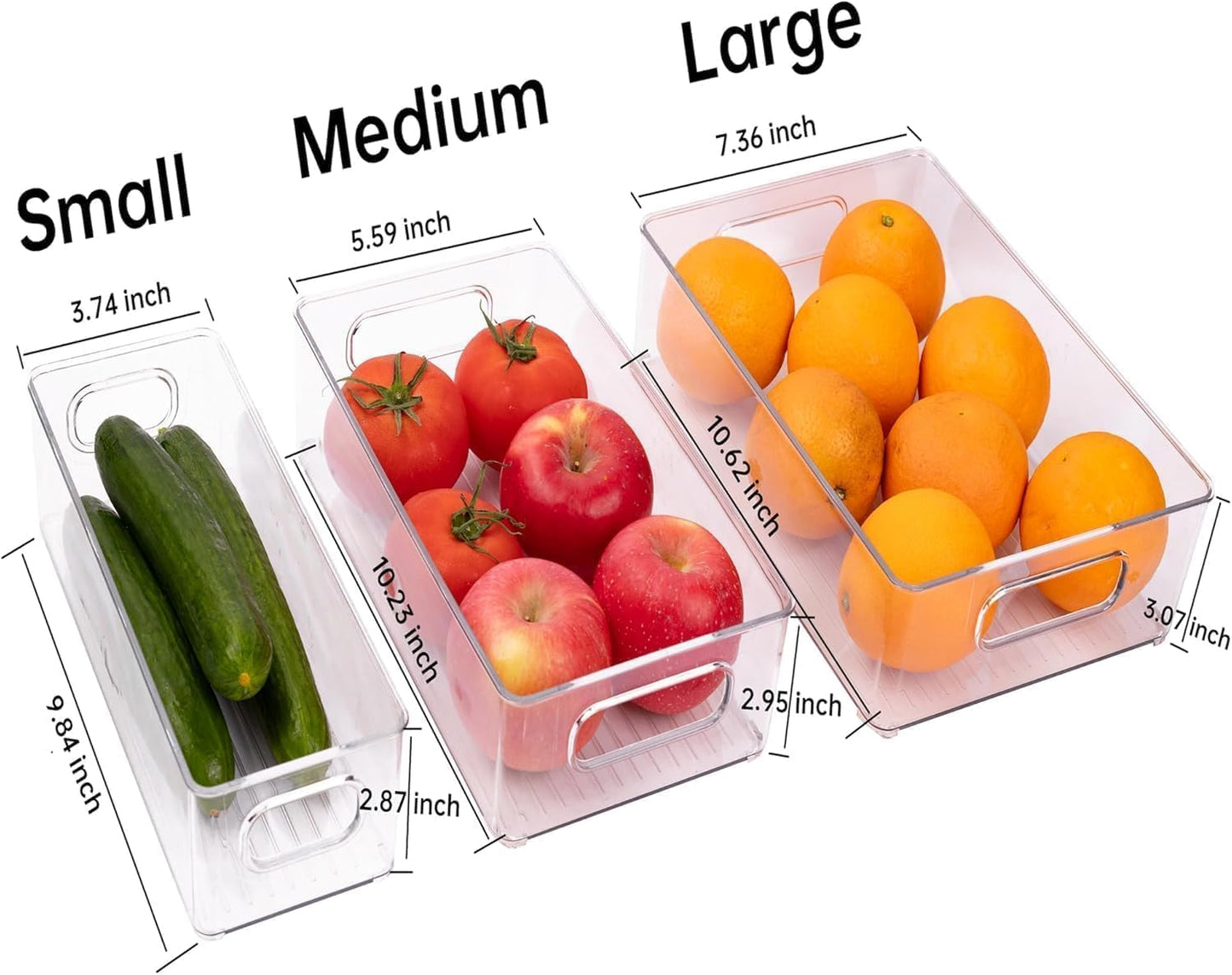 12 Pack Refrigerator Organizer Bins, 3 Sizes Stackable Clear Pantry Storage with Handles for Fridge, Freezer, Shelves, Drawer, Snack Organizer for Home & Kitchen