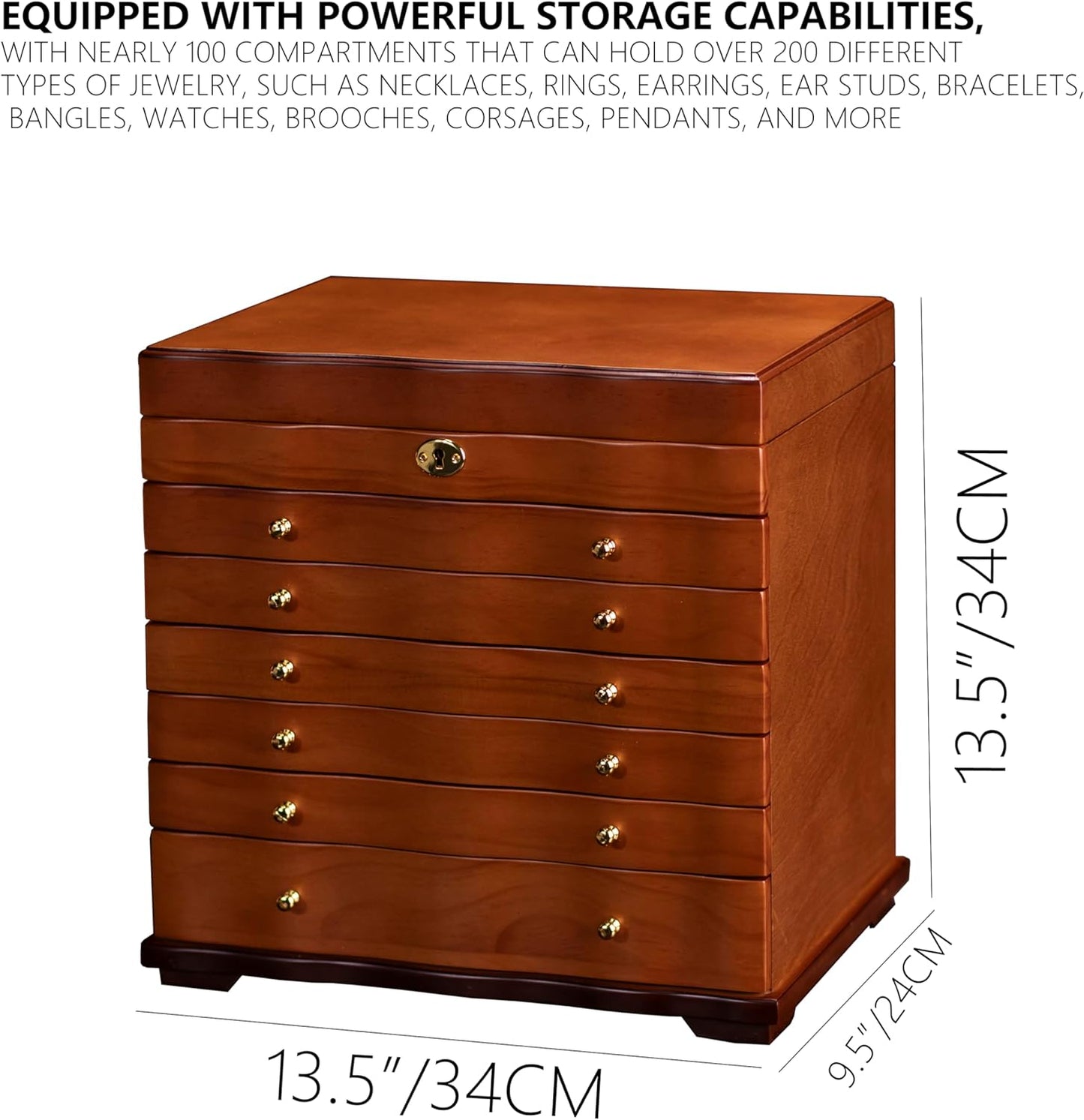 Wooden Jewelry Box,jewelry boxes for women large jewlrey box&organizers with necklace hanger,jewerly organizer,jewelry holder organizer,9-layer large capacity jewelry storage box