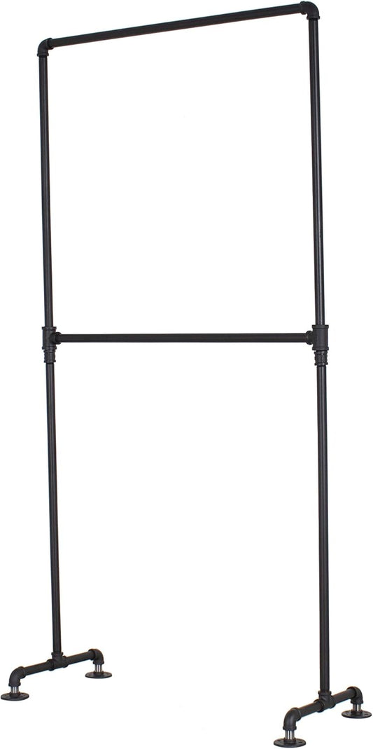 Industrial Pipe Double Rail Clothing Rack by William Robert's Vintage