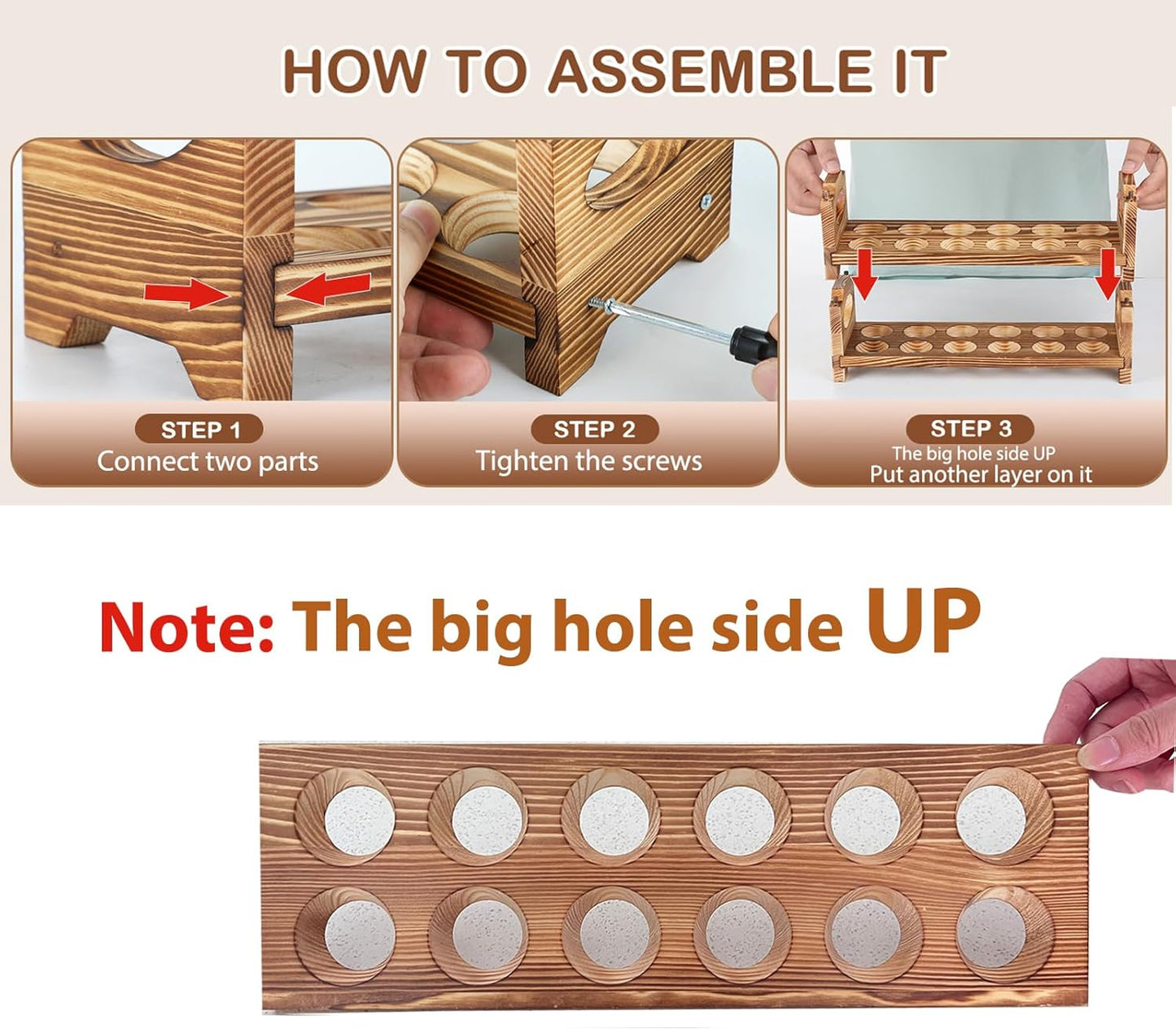 Wooden Egg Holder & Storage-3Tier /36-Hole Stackable Holds Fresh Eggs, Farmhouse Eggs Rack Wood, Rustic Countertop Chicken Egg Organizer Wood with Distressed Finish for Home Kitchen Decoration
