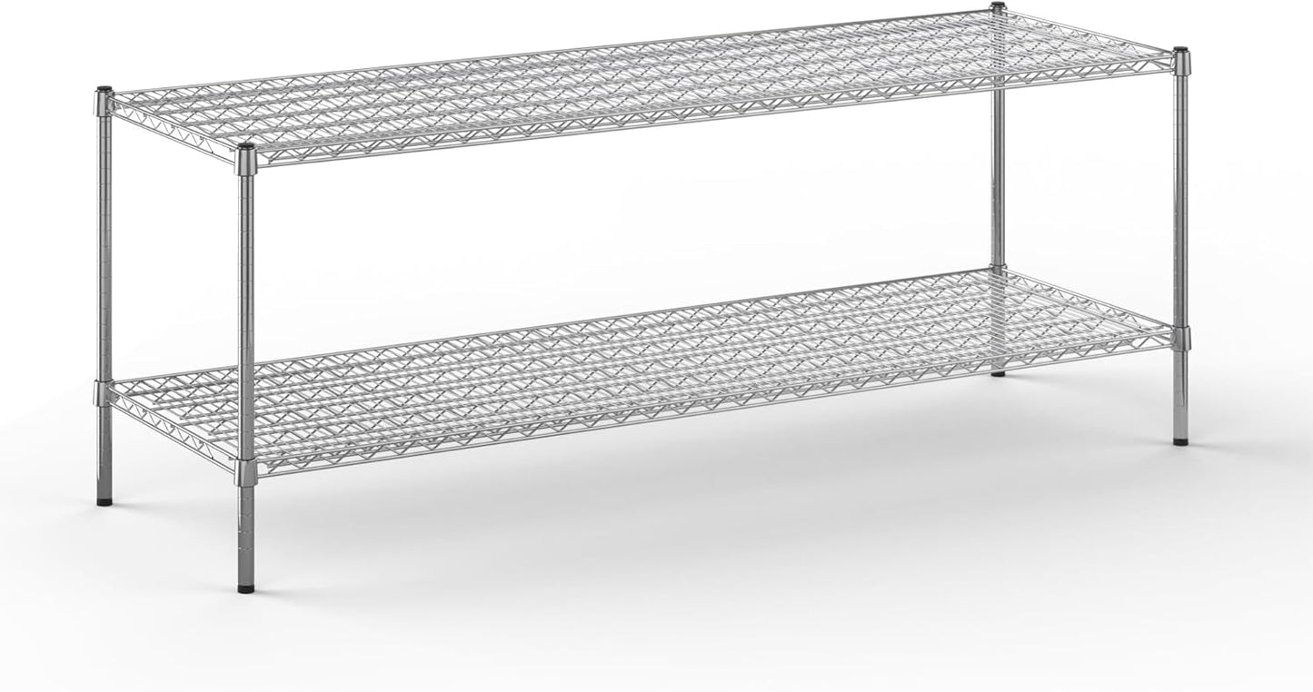 24" Deep x 72" Wide x 27" Height Wire Shelving Kit | 2-Tier | NSF Commercial Storage Rack Unit