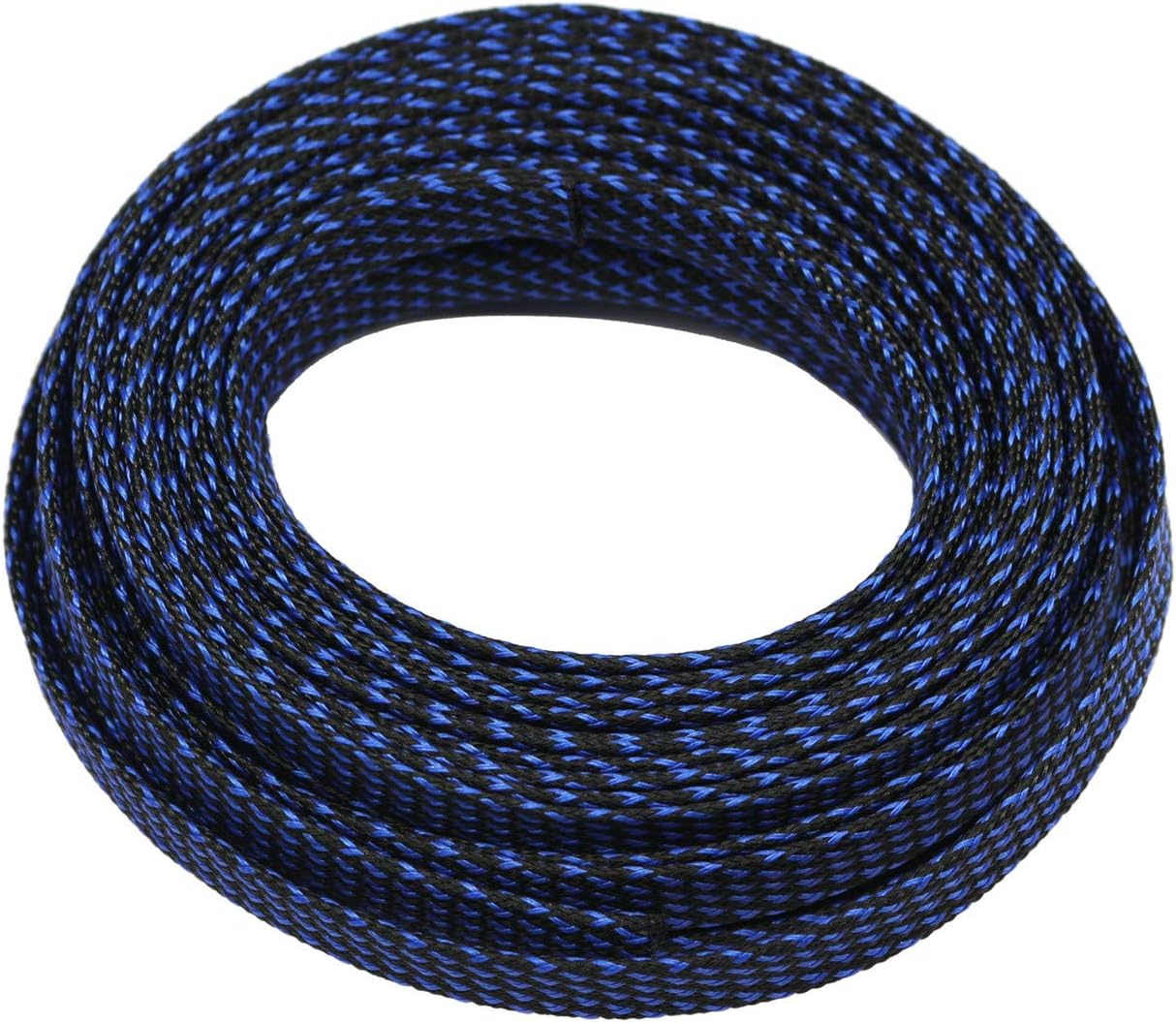 30ft PET Expandable Sleeving Wire Cable Sleeve (1/6", Blue&Black)