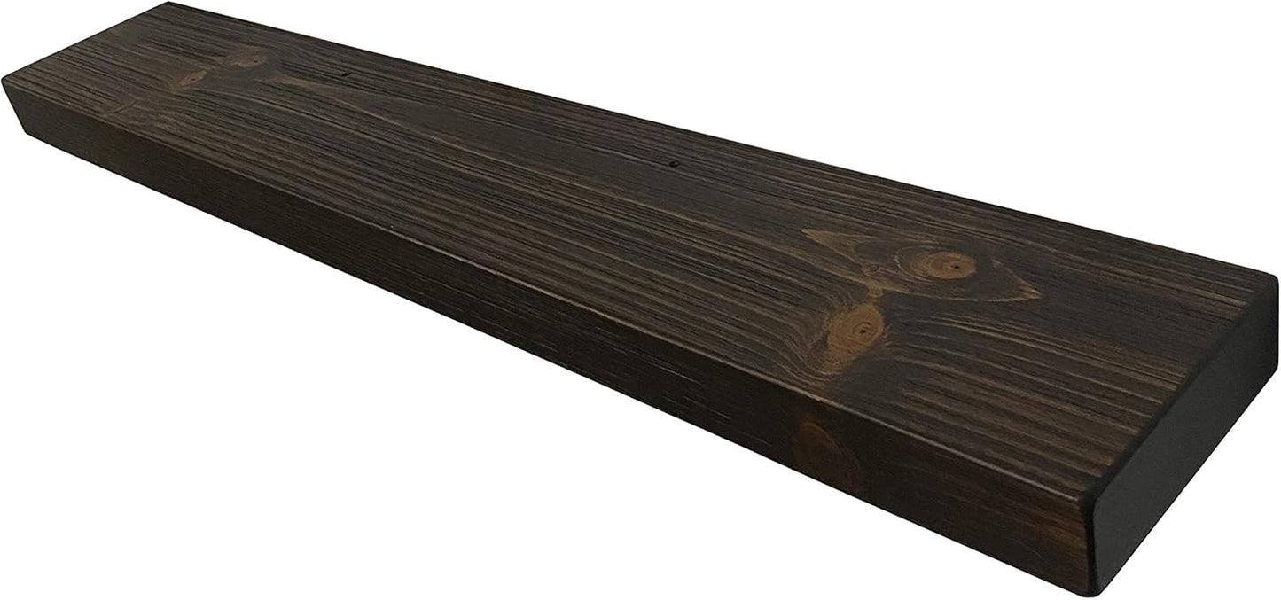 joelsantiques 48 Inch Wooden Floating Shelves for Wall - 48x8x2 in - Made of Natural Wood - Long Heavy Duty Rustic Wall Shelves for Bedroom - Perfect for Living Room, Kitchen - Mocha