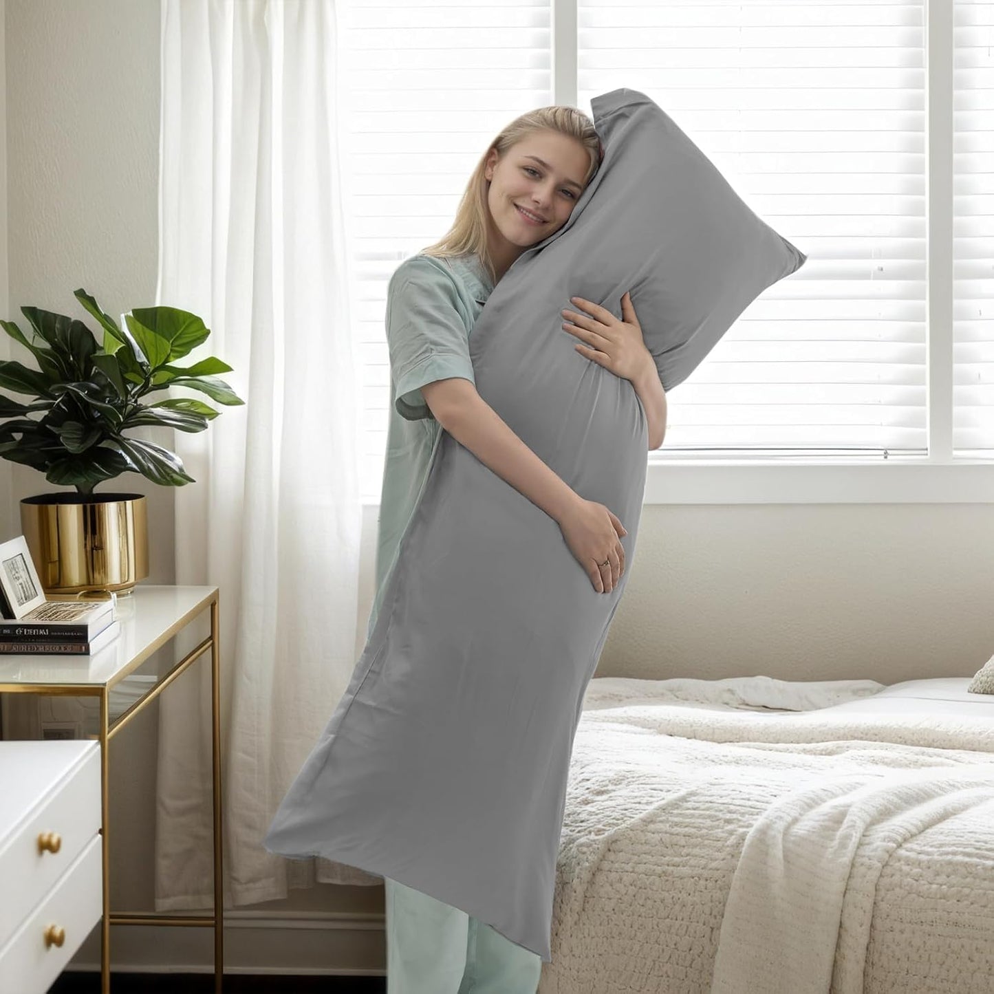 Body Cooling Pillow Cases Cover, Bamboo Rayon Pillowcases with Zipper Closure, Cool & Breathable Pillow Case for Hot Sleepers and Night Sweats, 20x54 inches, Sliver Grey