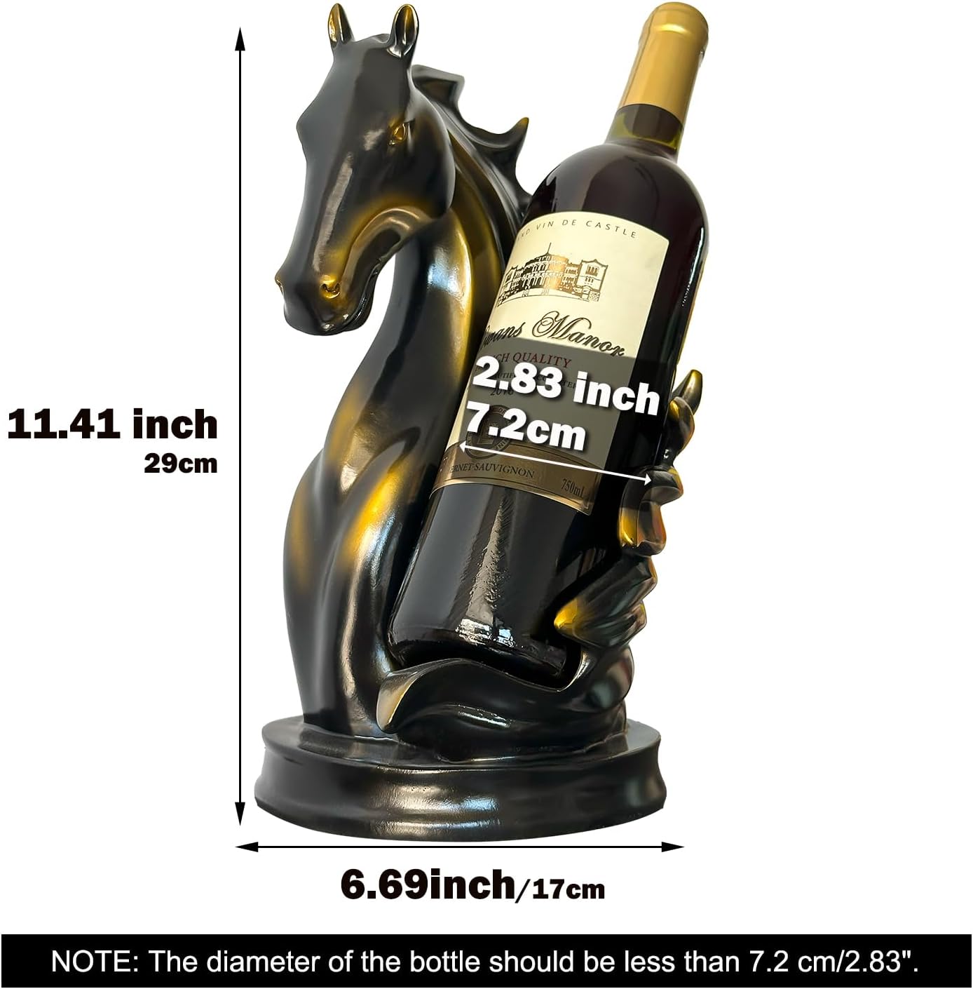 Wine Bottle Holder Wine Racks Tabletop Horse Statue as Home Kitchen Wine Cellar Decorative Storage Organizer, Horse Sculpture Horse Decor Horse Gifts for Girls Men Women (Black)