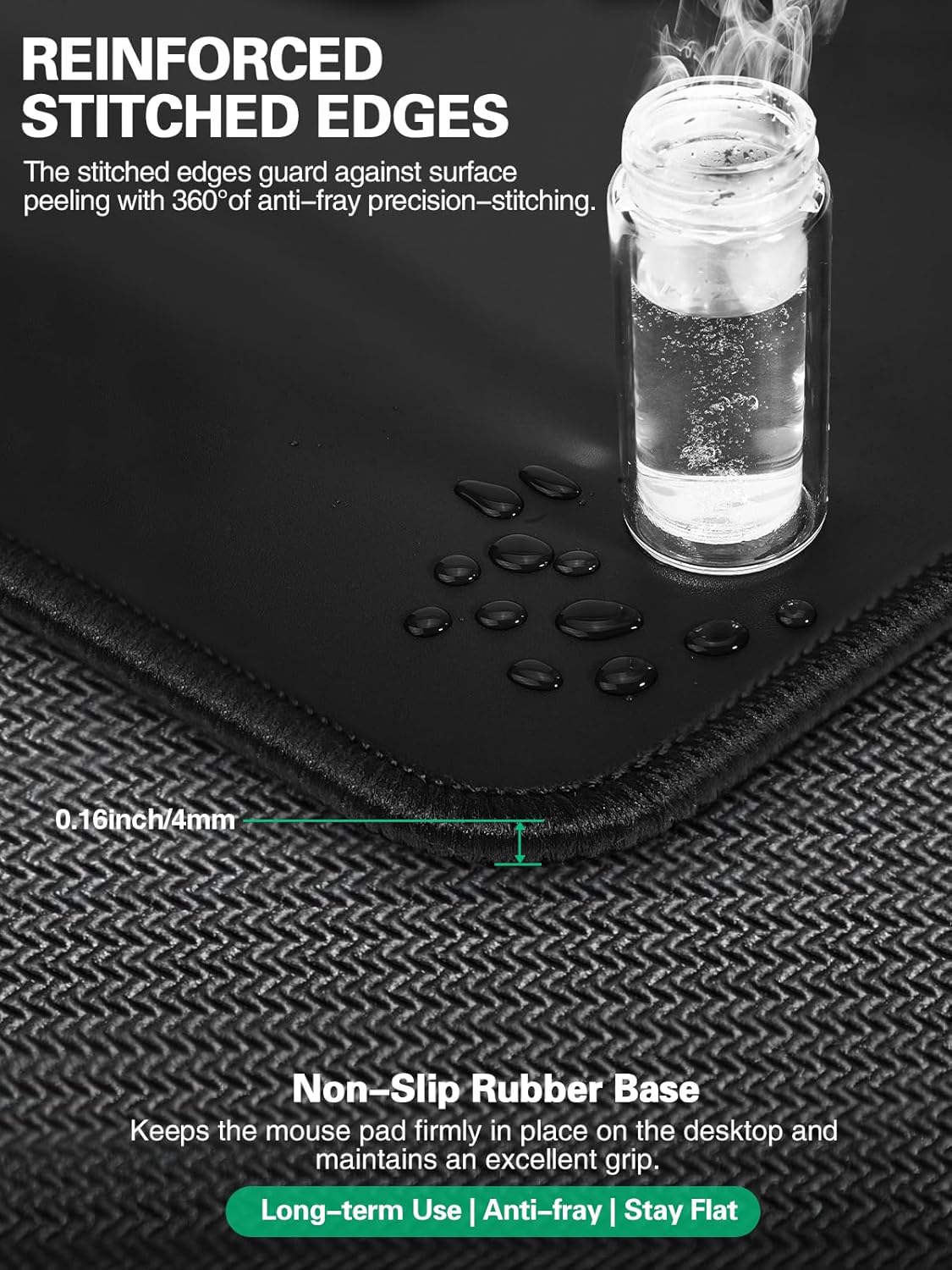 Mouse Pad, Office Desk Mat, Large Gaming Mousepad with Superior Micro-Weave Cloth, XXL Desk Pad with Stitched Edges, Non-Slip Writing Pad for Gamer, Laptop, Work & Home (Black Charging On The Right)