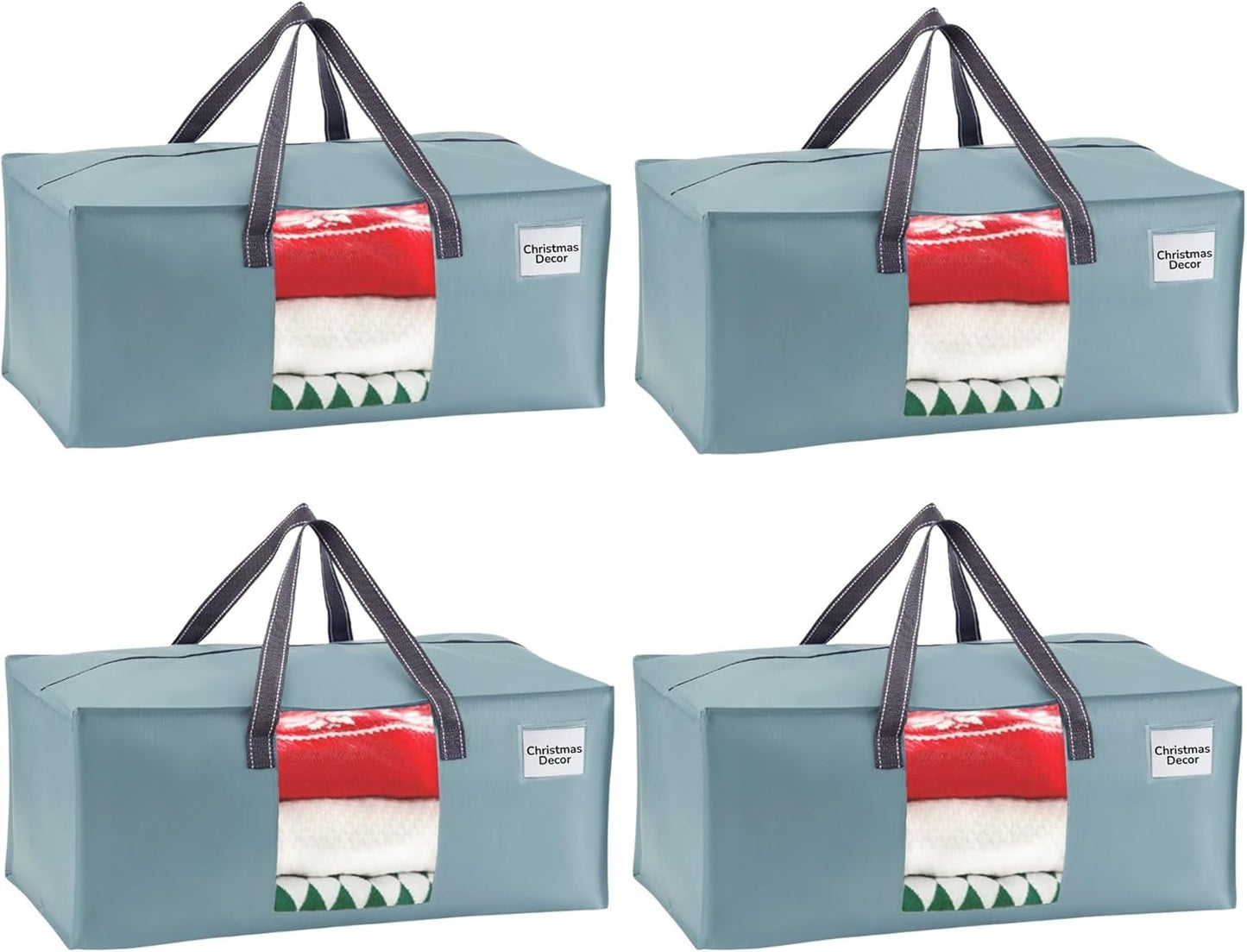 VENO 4 Pack Moving Bags for College, Heavy-Duty Storage Totes, Moving Boxes and Wardrobe Packing Supplies Alternative - Extra Large Durable Laundry Bags for Clothes (Light Blue Matte, 4 Pack)