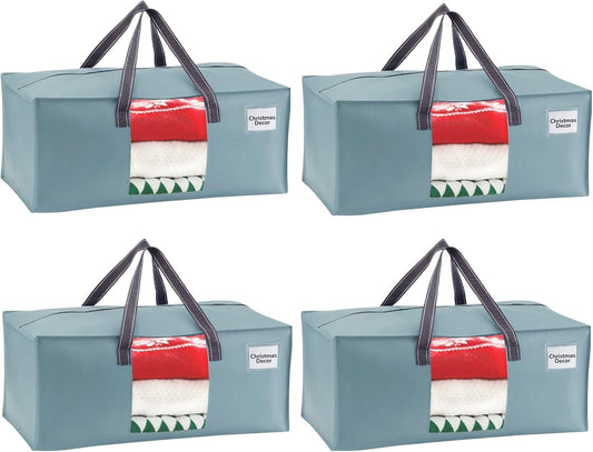 VENO 4 Pack Moving Bags for College, Heavy-Duty Storage Totes, Moving Boxes and Wardrobe Packing Supplies Alternative - Extra Large Durable Laundry Bags for Clothes (Light Blue Matte, 4 Pack)